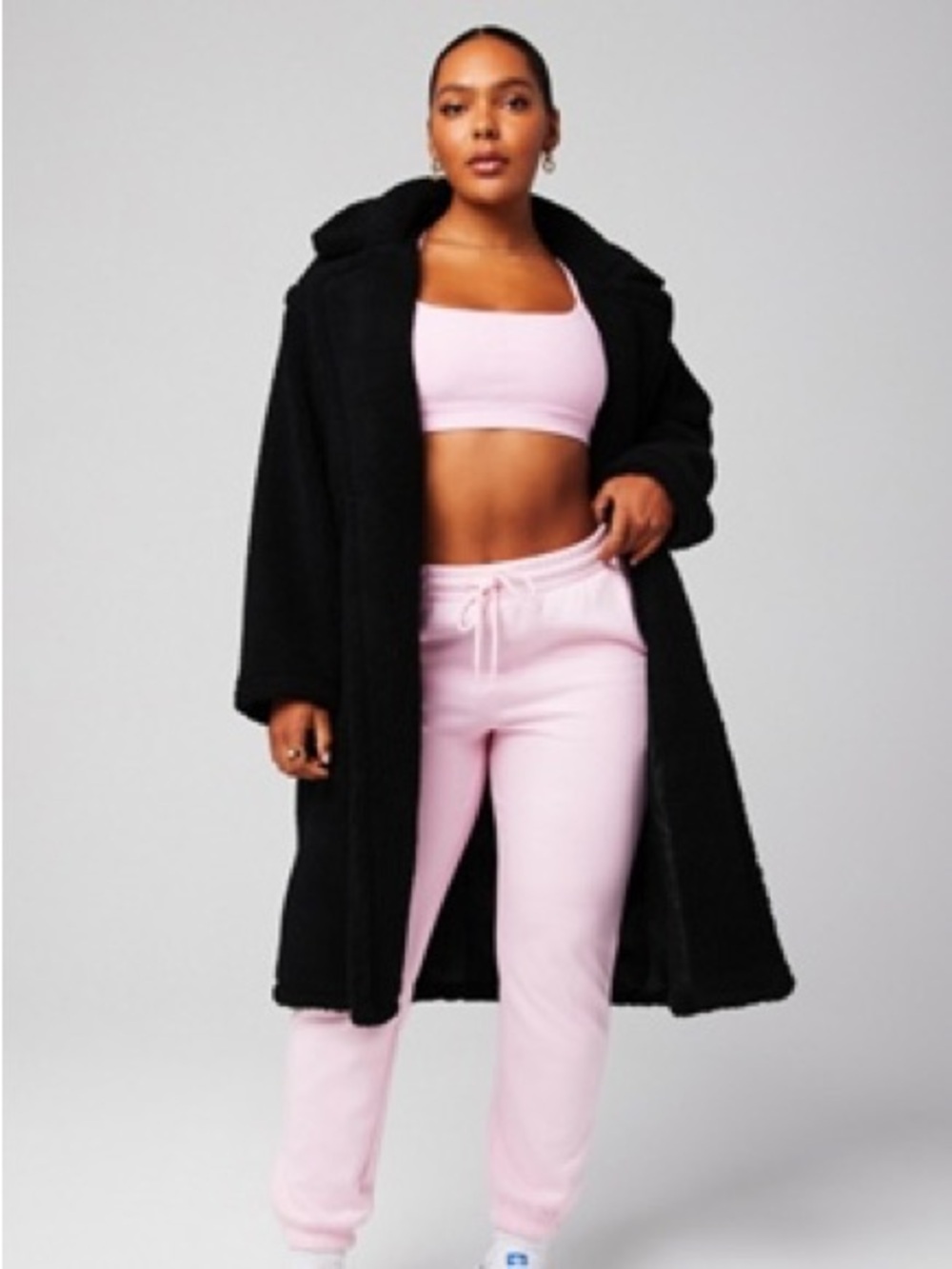FABLETICS Black Long Teddy Coat